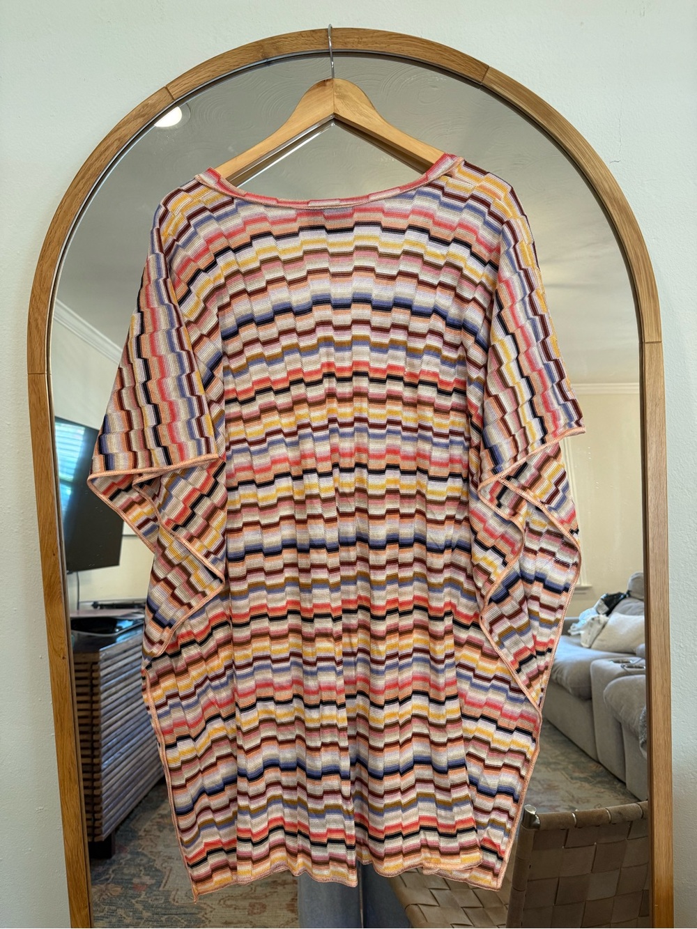 Missoni Mare Short Cover-Up Kaftan Dress Crochet Knit Metallic Trim - Picture 4 of 6